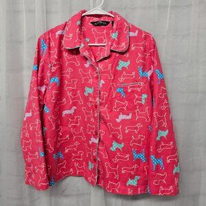 Noire Jasmine Rose Pajama Shirt Flannel Dogs Pink XL